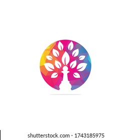 Chess tree logo design nature green strategy. Green tree vector logo design. 