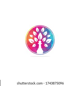 Chess tree logo design nature green strategy. Green tree vector logo design. 
