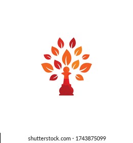 Chess tree logo design nature green strategy. Green tree vector logo design. 
