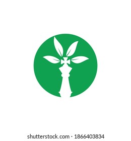 Chess tree vector logo design. Nature green strategy logo concept.