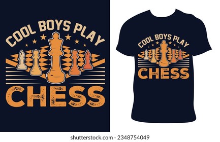Chess t-shirt design.cool boys play chess. chess illustration vector.
