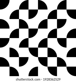 Chess Twisted Shape Pattern. Vector Black And White Pattern.