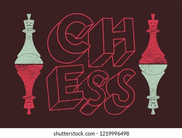 Chess typographical vintage grunge style poster. Retro vector illustration.