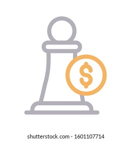 chess vector color line icon 