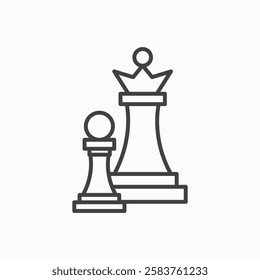 Chess vector icon isolated in black line