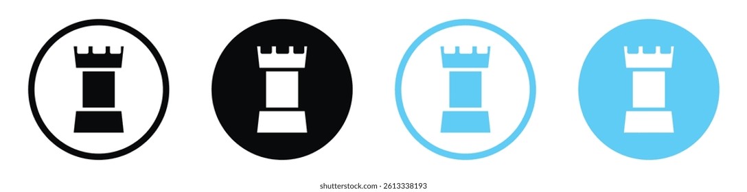 Chess vector icons in black and blue colors