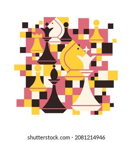 Chess Vector Illustration On A White Background. Abstract Geometric Style.