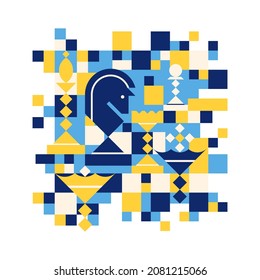 Chess vector illustration on a white background. Abstract geometric style.