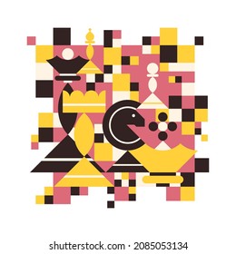 Chess vector illustration on a white background. Abstract geometric style.
