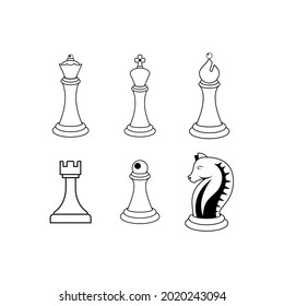 Chess. Vector illustration of a chess pawn. Kings, queens, rooks, ministers, horses and pawns. Isolated on a blank background, editable and changeable.