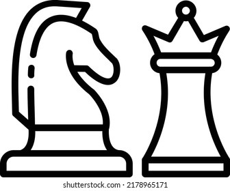 Diseño de iconos de la línea del vector de ajedrez