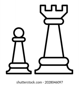 Icono De Esquema Del Vector De Ajedrez Aislado En Fondo Blanco
