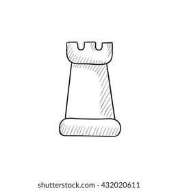 Icono de esbozo vectorial de ajedrez aislado en el fondo. Icono de ajedrez dibujado a mano. Icono de sketch de ajedrez para infografía, sitio web o aplicación.