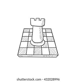 Chess vector sketch icon isolated on background. Hand drawn Chess icon. Chess sketch icon for infographic, website or app.