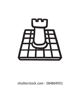 Ícone de esboço do vetor de xadrez isolado no plano de fundo. Ícone de xadrez desenhado à mão. Ícone de esboço de xadrez para infográfico, site ou aplicativo.