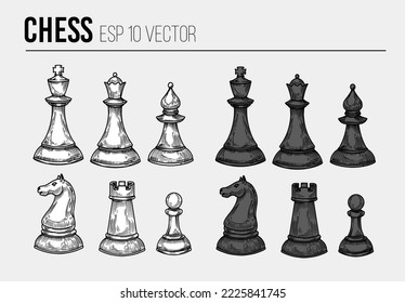 Chess vector sketch illustration black and white