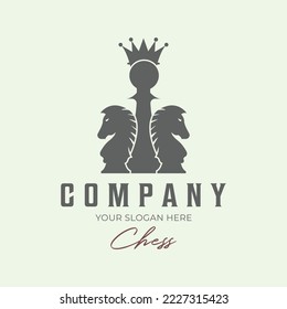 chess vintage minimalist illustration design logo