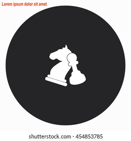 Chess web icon. Gray circle button with white illustration.
