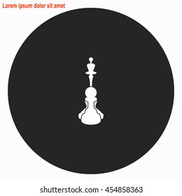 Chess web icon. Gray circle button with white illustration.
