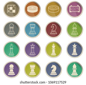 chess web icons in the form of round paper labels