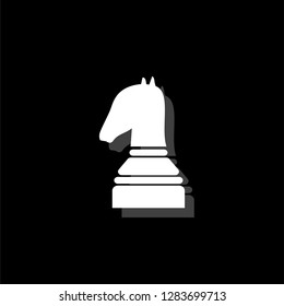 Chess. White flat simple icon with shadow