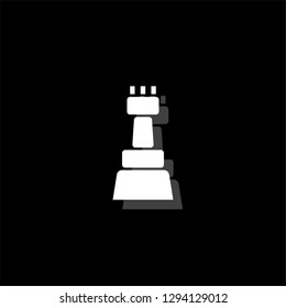 Chess. White flat simple icon with shadow