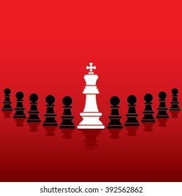 chess white king with black pawn team concept design vector