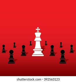 chess white king with black pawn team concept design vector