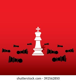 chess white king defeat black pawn team concept design vector