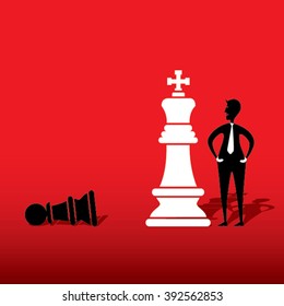 chess white king defeat black pawn concept design vector