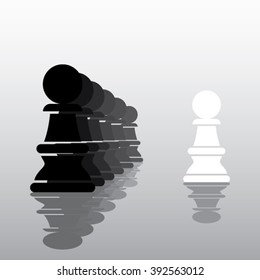 chess white pawn work as leader concept design vector
