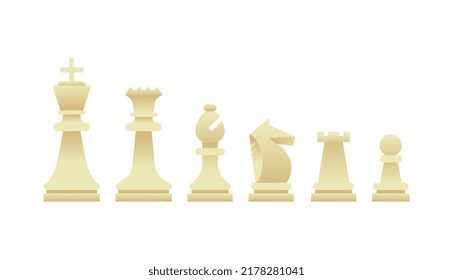 Chess white vector set realistic icon