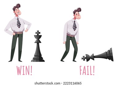 Chess win and fail game tournament tactics competition abstract design element concept illustration