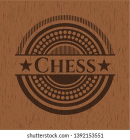 Chess wooden emblem. Vintage. Vector Illustration.