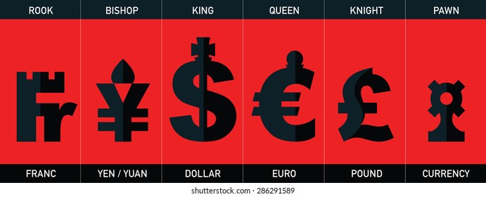 Chess - world currency, vector set