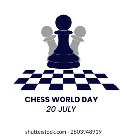 Chess world day vector illustration, sillhouette chess in whte background