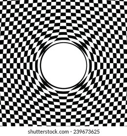 chessboard background with a hole in the center
