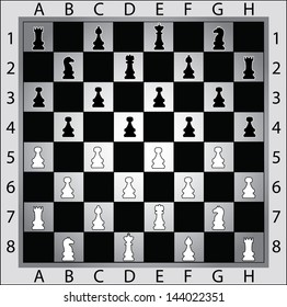 Chessboard with chess figures, isolated vector