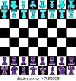 chessboard with chess pieces