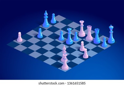 Chess Pieces On Some Blue Backgrounds With A Small White Pawn Wallpaper  Image For Free Download - Pngtree