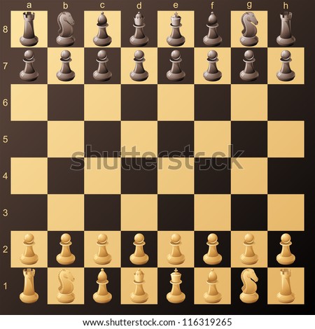 Chessboard with chessmans ready to play