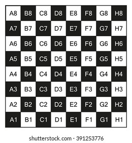 Chessboard with coordinates illustration, isolated on white