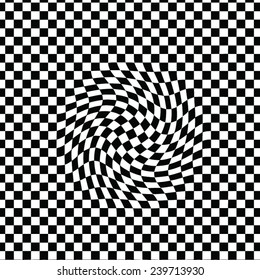 chessboard distorted by a swirl - vector geometric image