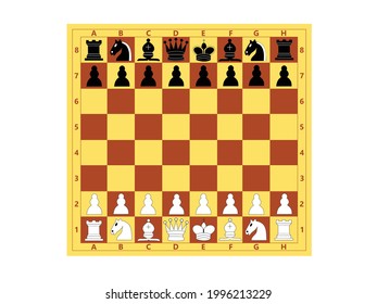 chessboard with figurines isolated on a white background