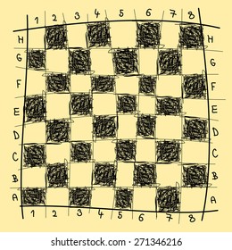 Chessboard freehand drawing imitation, vector illustration