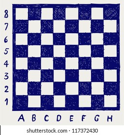 Chessboard with letters and numbers. Doodle style