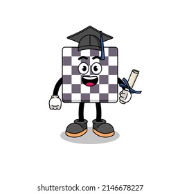 chessboard mascot with graduation pose , character design