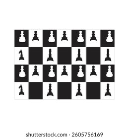 Chessboard pattern, black and white, pawns, simple design