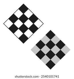 Chessboard pattern icon. Black and white squares. Simple checkered symbol. Vector design.