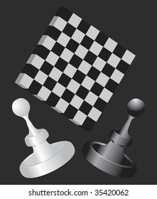 Chessboard with pawns